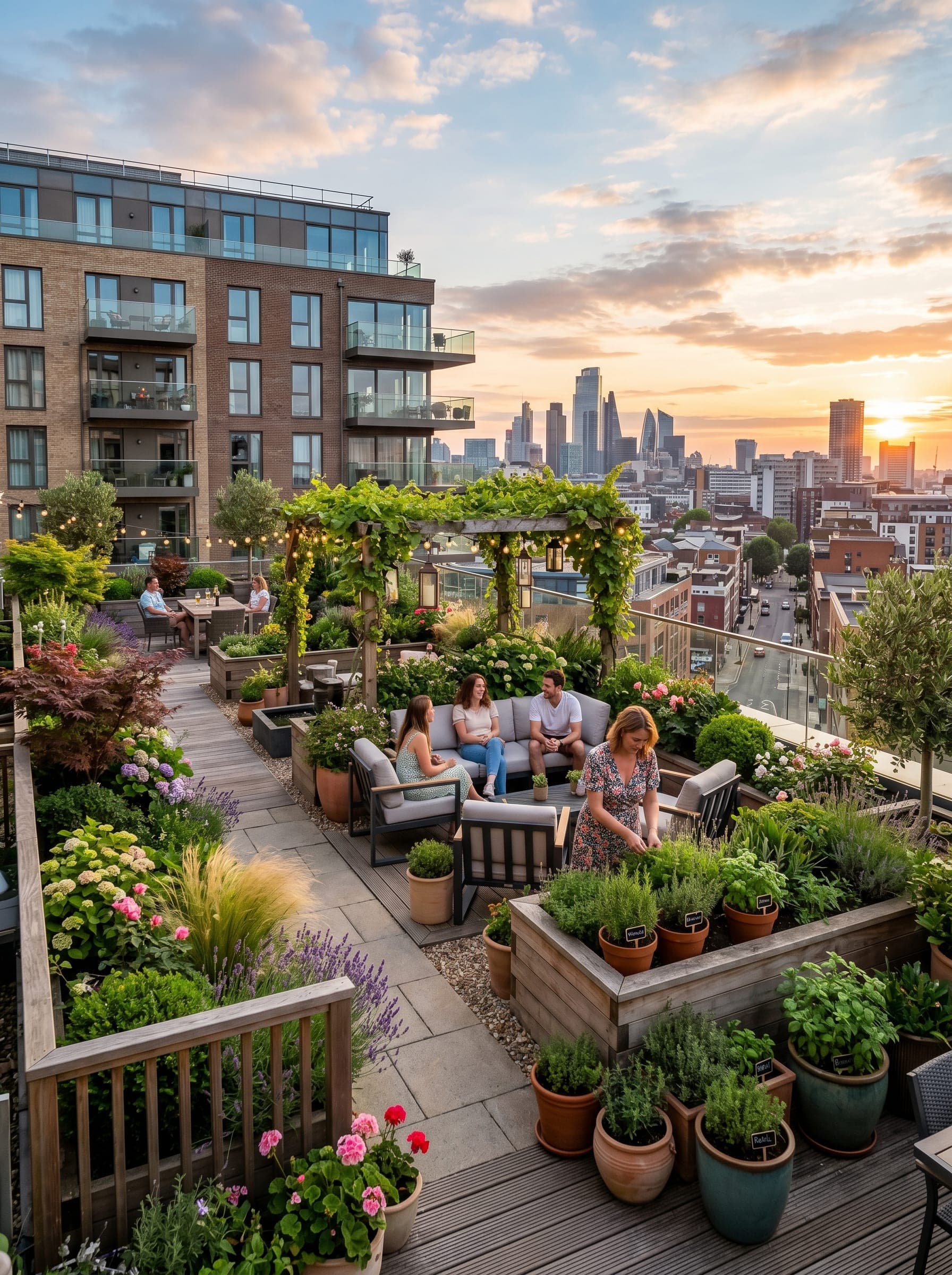 The rooftop garden serves as a serene urban escape with landscaped greenery and open seating areas. It offers residents a peaceful social and relaxation space while improving ventilation and aesthetic appeal in a dense city environment like Velachery.