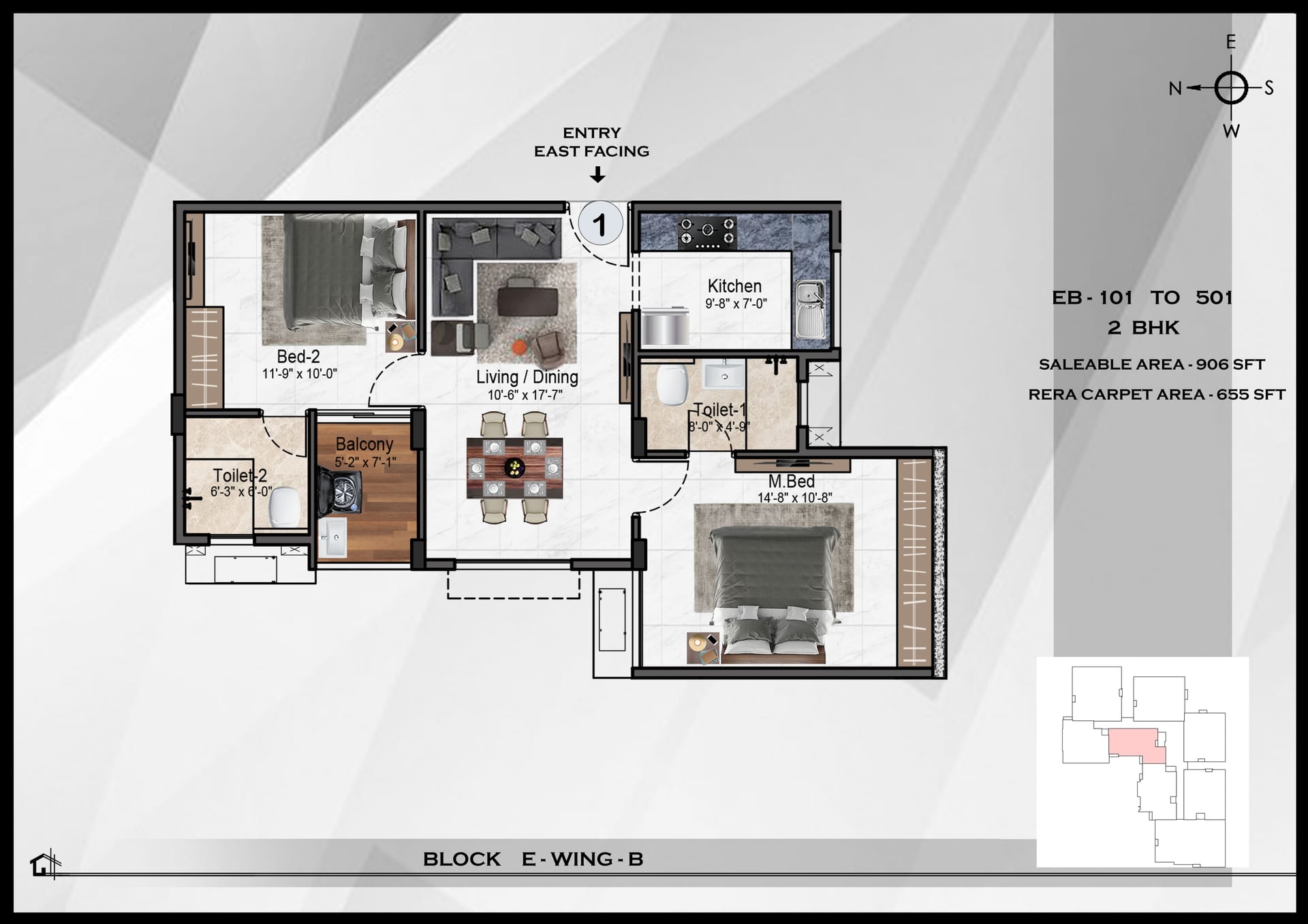 2 BHK floor plan